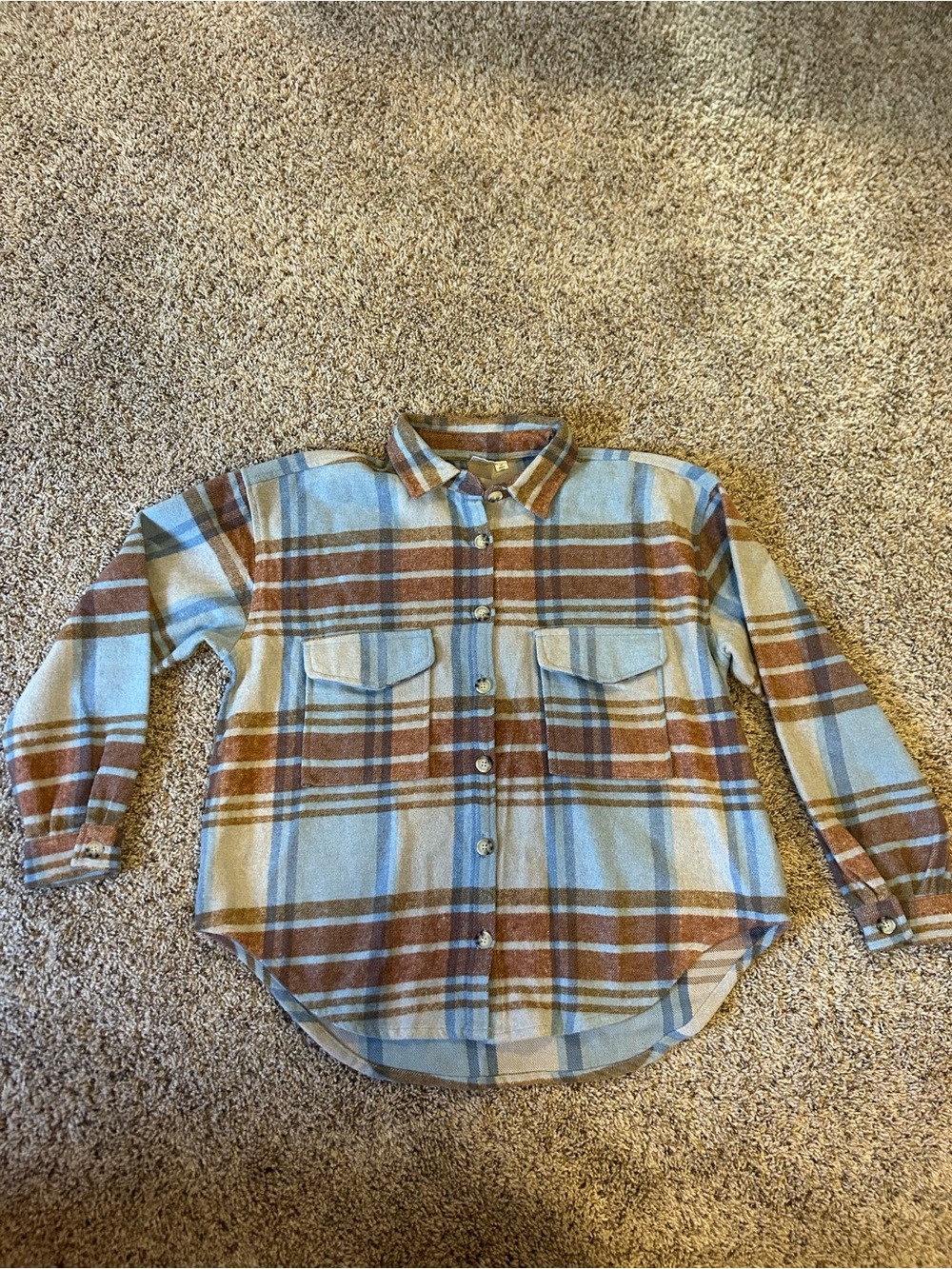Ford Light Blue and Brown Plaid Flannel Shirt